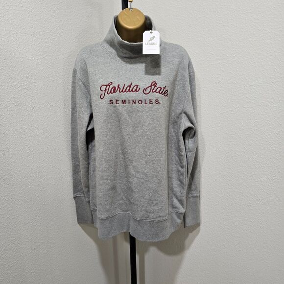 FSU Florida Seminoles Funnel Neck Embroidered Gray Sweatshirt Womens XL Fleece - Picture 1 of 9